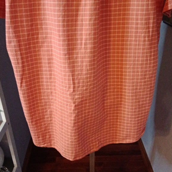 L.L. Bean Men’s Fun Orange Check Short Sleeve Button-Down Shirt Sz XL - Picture 7 of 9